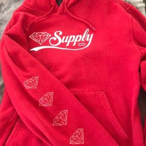 diamond supply co red hoodie
